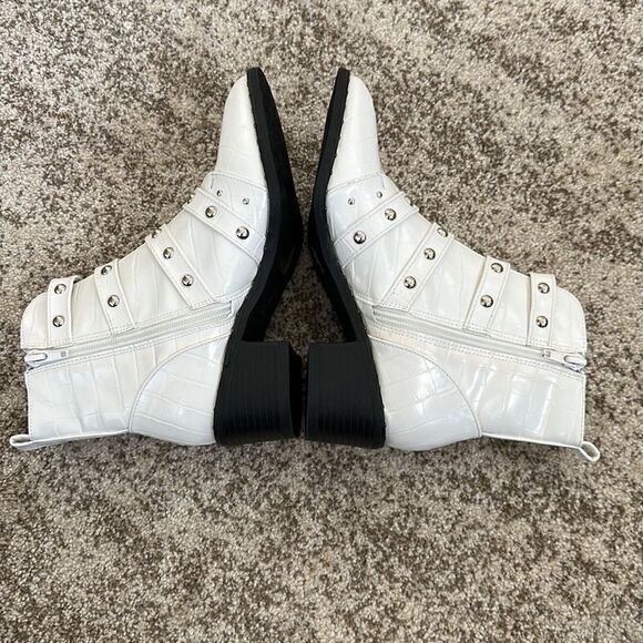 Catherine Melandrano White Leather Heeled Boots 6.5 - Picture 6 of 9